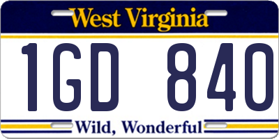 WV license plate 1GD840