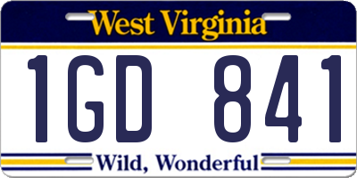 WV license plate 1GD841
