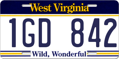 WV license plate 1GD842
