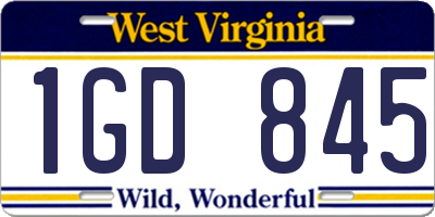 WV license plate 1GD845