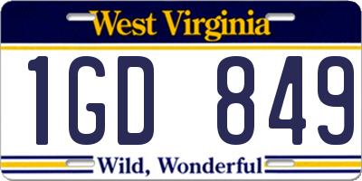 WV license plate 1GD849