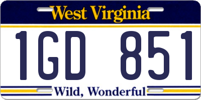 WV license plate 1GD851