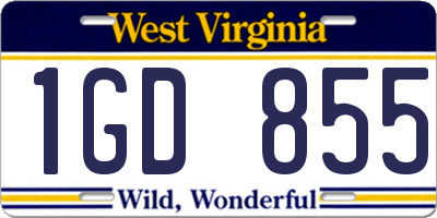 WV license plate 1GD855