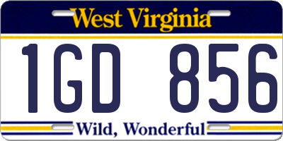 WV license plate 1GD856