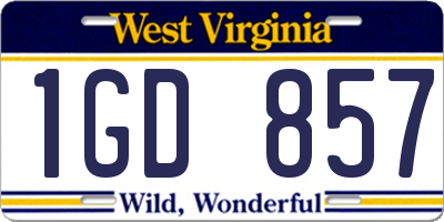 WV license plate 1GD857