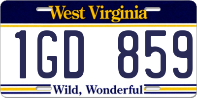 WV license plate 1GD859