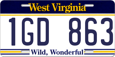 WV license plate 1GD863