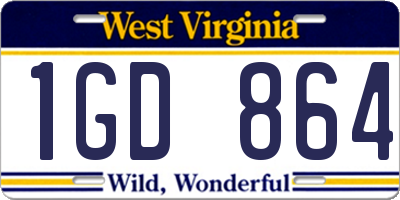WV license plate 1GD864