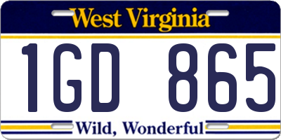WV license plate 1GD865