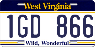 WV license plate 1GD866