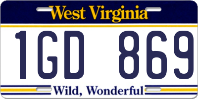 WV license plate 1GD869