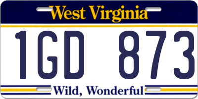 WV license plate 1GD873