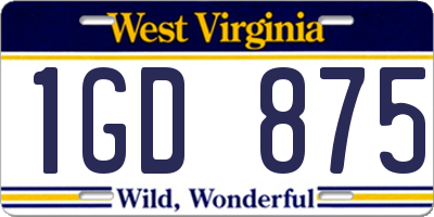 WV license plate 1GD875