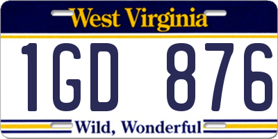 WV license plate 1GD876