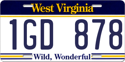 WV license plate 1GD878