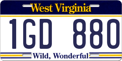 WV license plate 1GD880