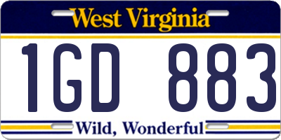 WV license plate 1GD883