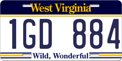 WV license plate 1GD884