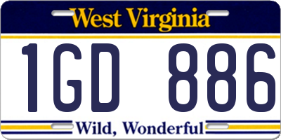 WV license plate 1GD886