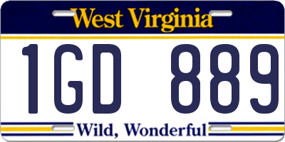 WV license plate 1GD889