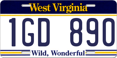 WV license plate 1GD890