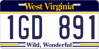 WV license plate 1GD891