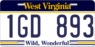 WV license plate 1GD893