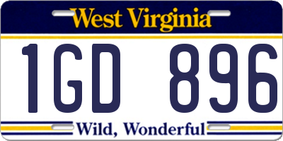 WV license plate 1GD896