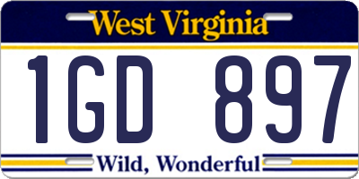 WV license plate 1GD897