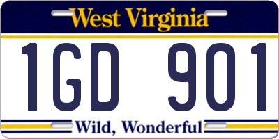 WV license plate 1GD901