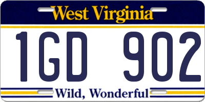 WV license plate 1GD902