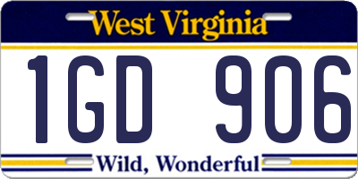 WV license plate 1GD906