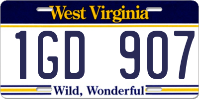 WV license plate 1GD907