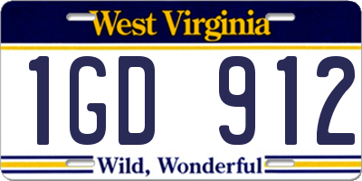 WV license plate 1GD912