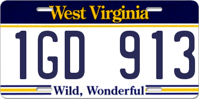 WV license plate 1GD913