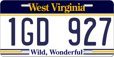 WV license plate 1GD927