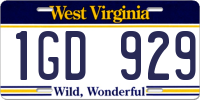 WV license plate 1GD929