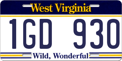 WV license plate 1GD930