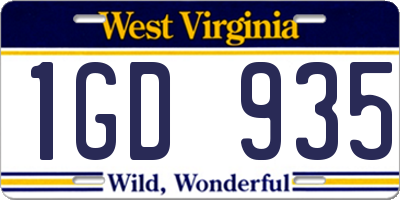 WV license plate 1GD935