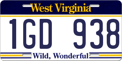 WV license plate 1GD938