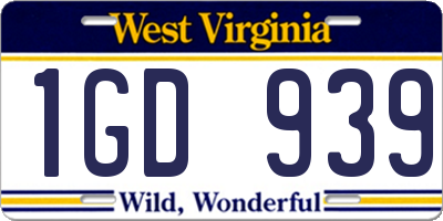 WV license plate 1GD939