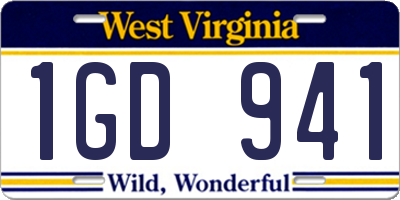 WV license plate 1GD941