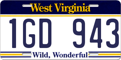 WV license plate 1GD943