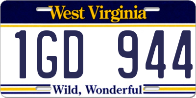 WV license plate 1GD944