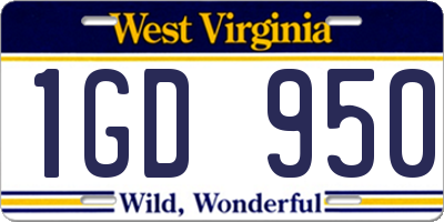 WV license plate 1GD950