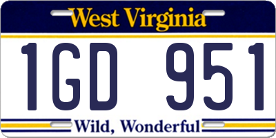 WV license plate 1GD951