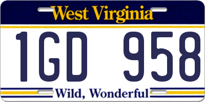 WV license plate 1GD958
