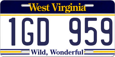 WV license plate 1GD959