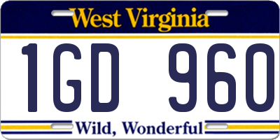 WV license plate 1GD960