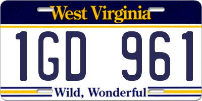 WV license plate 1GD961